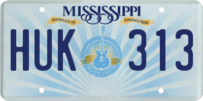 MS license plate HUK313