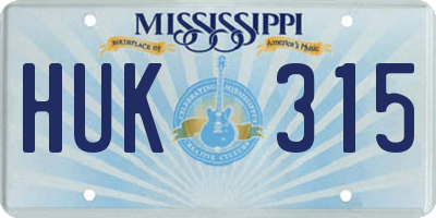 MS license plate HUK315