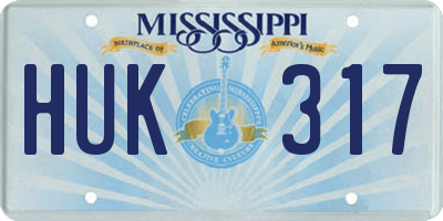 MS license plate HUK317