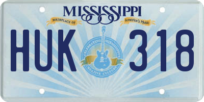 MS license plate HUK318