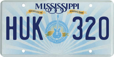 MS license plate HUK320