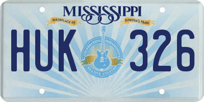 MS license plate HUK326