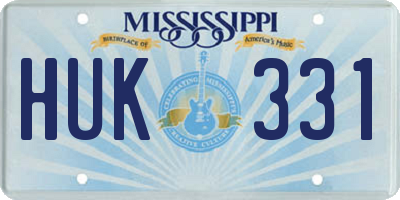 MS license plate HUK331