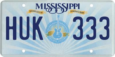 MS license plate HUK333