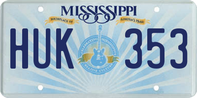 MS license plate HUK353