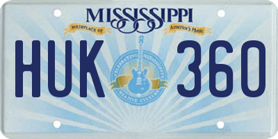 MS license plate HUK360