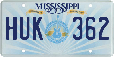 MS license plate HUK362