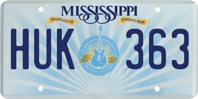 MS license plate HUK363