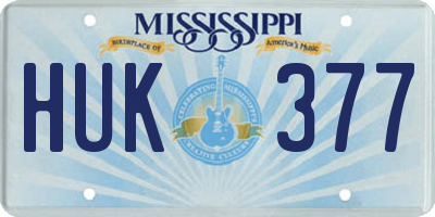 MS license plate HUK377