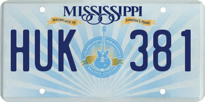 MS license plate HUK381