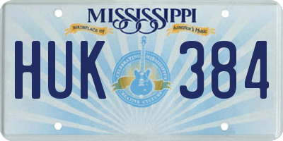 MS license plate HUK384