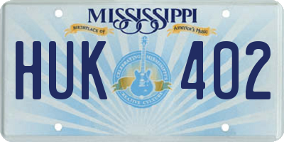 MS license plate HUK402
