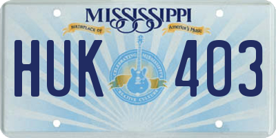 MS license plate HUK403
