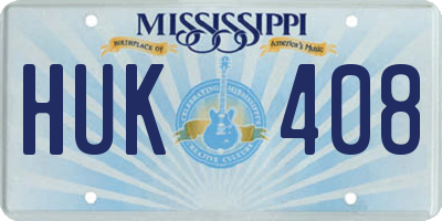 MS license plate HUK408