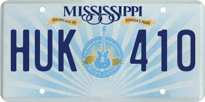 MS license plate HUK410
