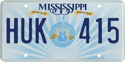 MS license plate HUK415