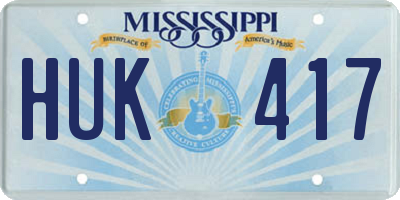 MS license plate HUK417