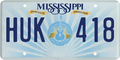 MS license plate HUK418