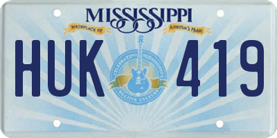 MS license plate HUK419