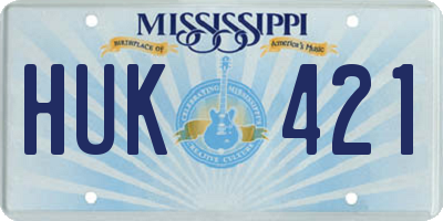 MS license plate HUK421