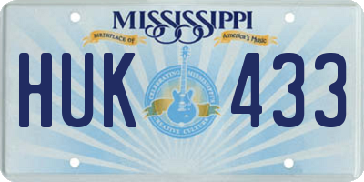 MS license plate HUK433