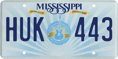 MS license plate HUK443