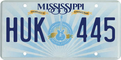 MS license plate HUK445