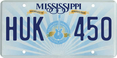MS license plate HUK450