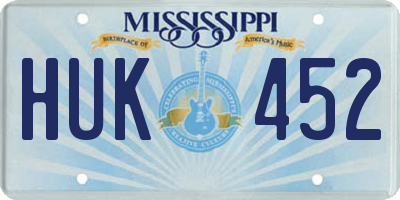 MS license plate HUK452