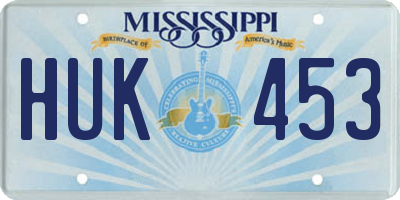 MS license plate HUK453
