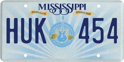 MS license plate HUK454