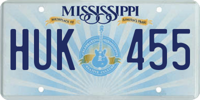 MS license plate HUK455