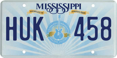 MS license plate HUK458
