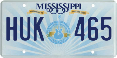 MS license plate HUK465
