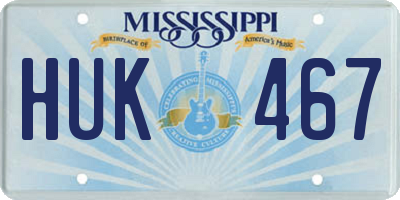 MS license plate HUK467