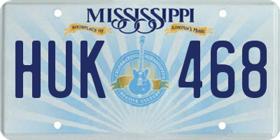 MS license plate HUK468