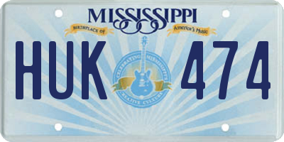 MS license plate HUK474