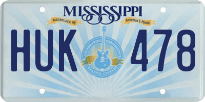 MS license plate HUK478