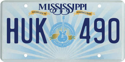 MS license plate HUK490