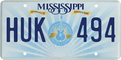MS license plate HUK494