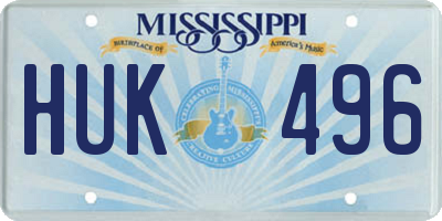 MS license plate HUK496