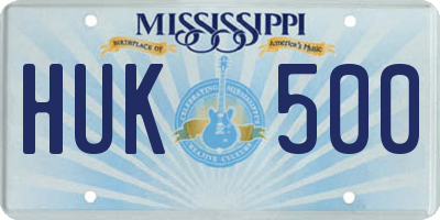 MS license plate HUK500