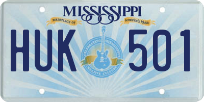 MS license plate HUK501