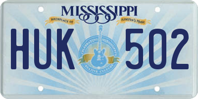 MS license plate HUK502