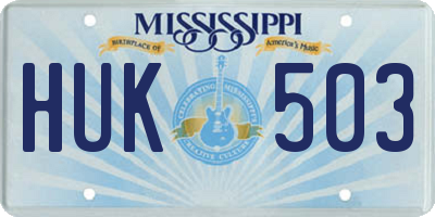 MS license plate HUK503
