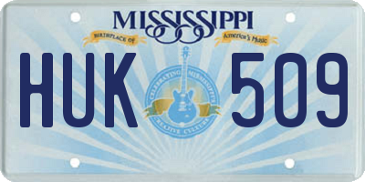 MS license plate HUK509
