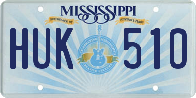 MS license plate HUK510