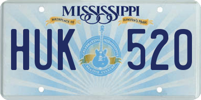 MS license plate HUK520