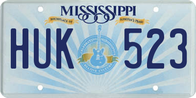 MS license plate HUK523