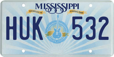 MS license plate HUK532